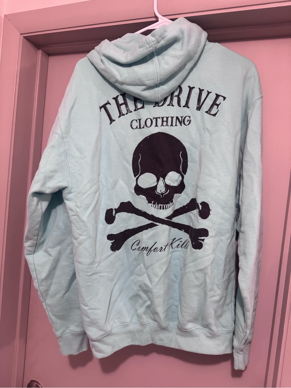The Drive Clothing Men's Zip-Up Hoodie in Mint with Skull Graphic